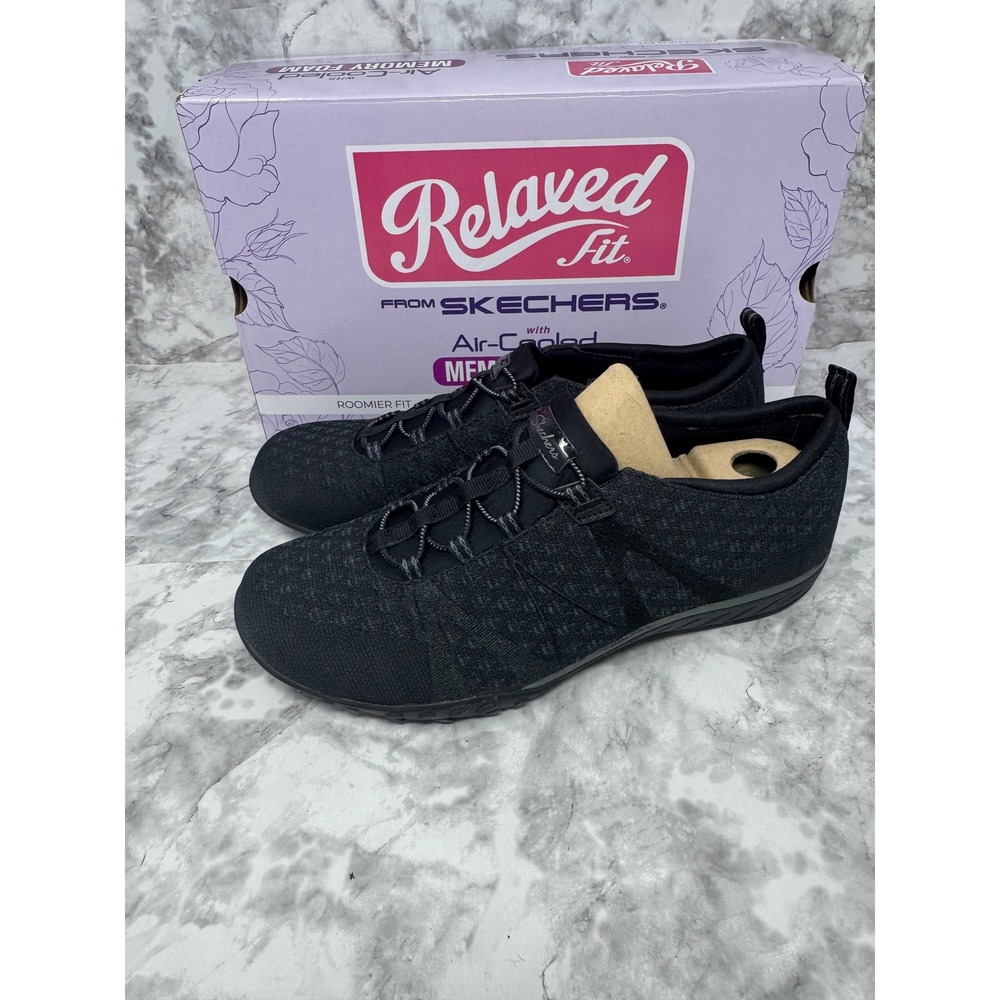 Skechers Relaxed Fit Breathe-Easy Sere-Knity Black Sneakers 100769 BLK Women 9.5
